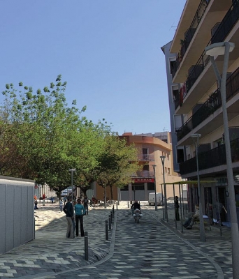 Imatge virtual de la plaça des de la cruïlla del carrer d'Aragó i el pont