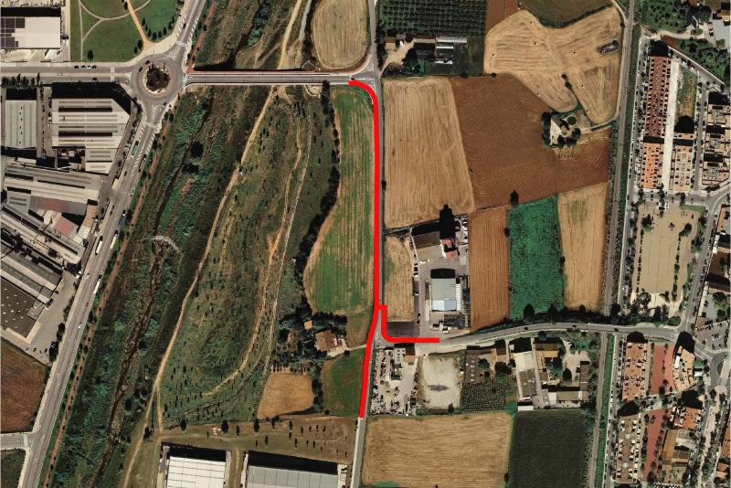 Localització del carril bici i pas de vianants sobre el terreny