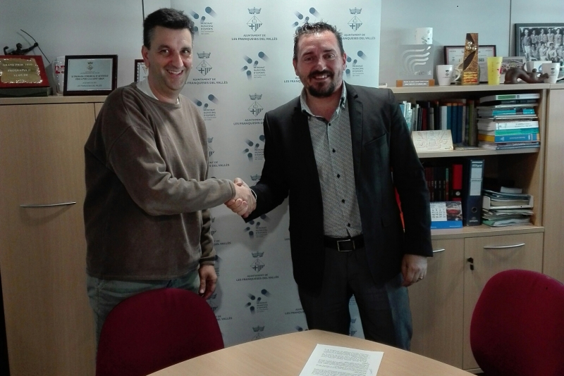 Jordi Orta, director de l'Institut Lauro i Juan Antonio Corchado, president del Patronat Municipal d'Esports