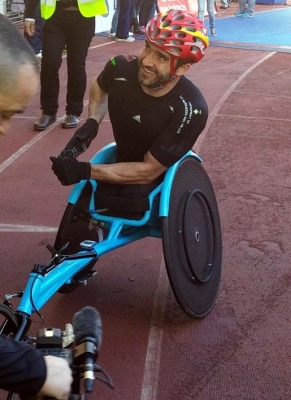 L'atleta franquesí, just després de guanyar la primera marató de la temporada