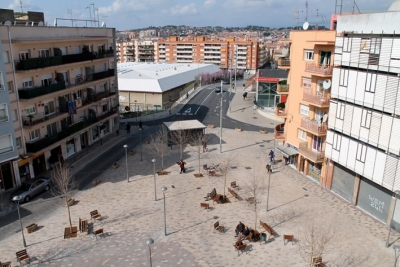 La plaça d’Espanya vista des de la terrassa d’un edifici