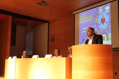 L'alcalde, Francesc Colomé, en l'acte de presentació de la Trobada Científica