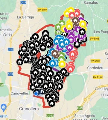 Imatge del mapa interactiu de les masies de les Franqueses
