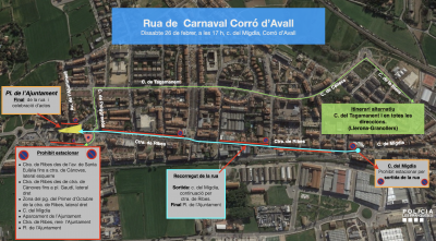 Carnaval Corró d'Avall - Afectacions al trànsit