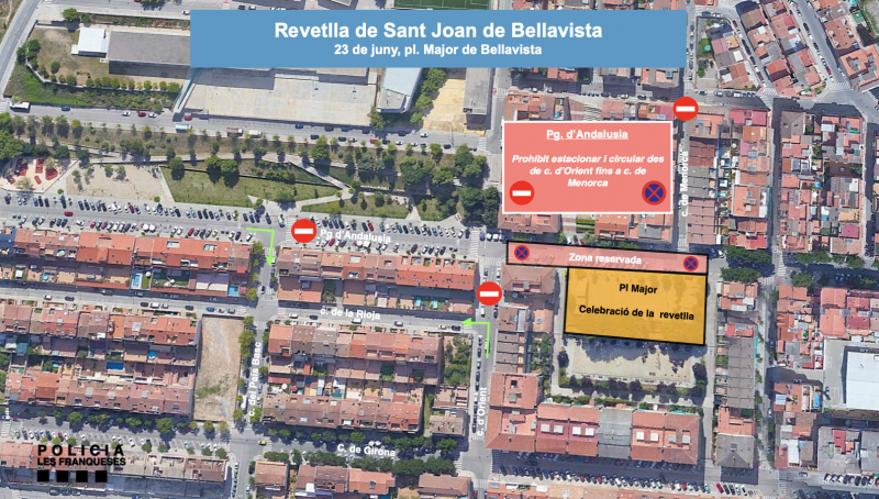 Restriccions al trànsit per la revetlla de Sant Joan a Bellavista (2023)